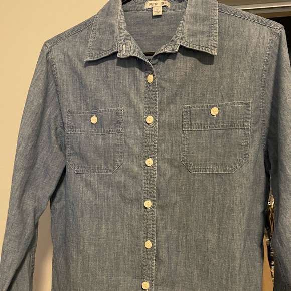 Per Se Tops - Per Se Casual Blue Button Down Shirt